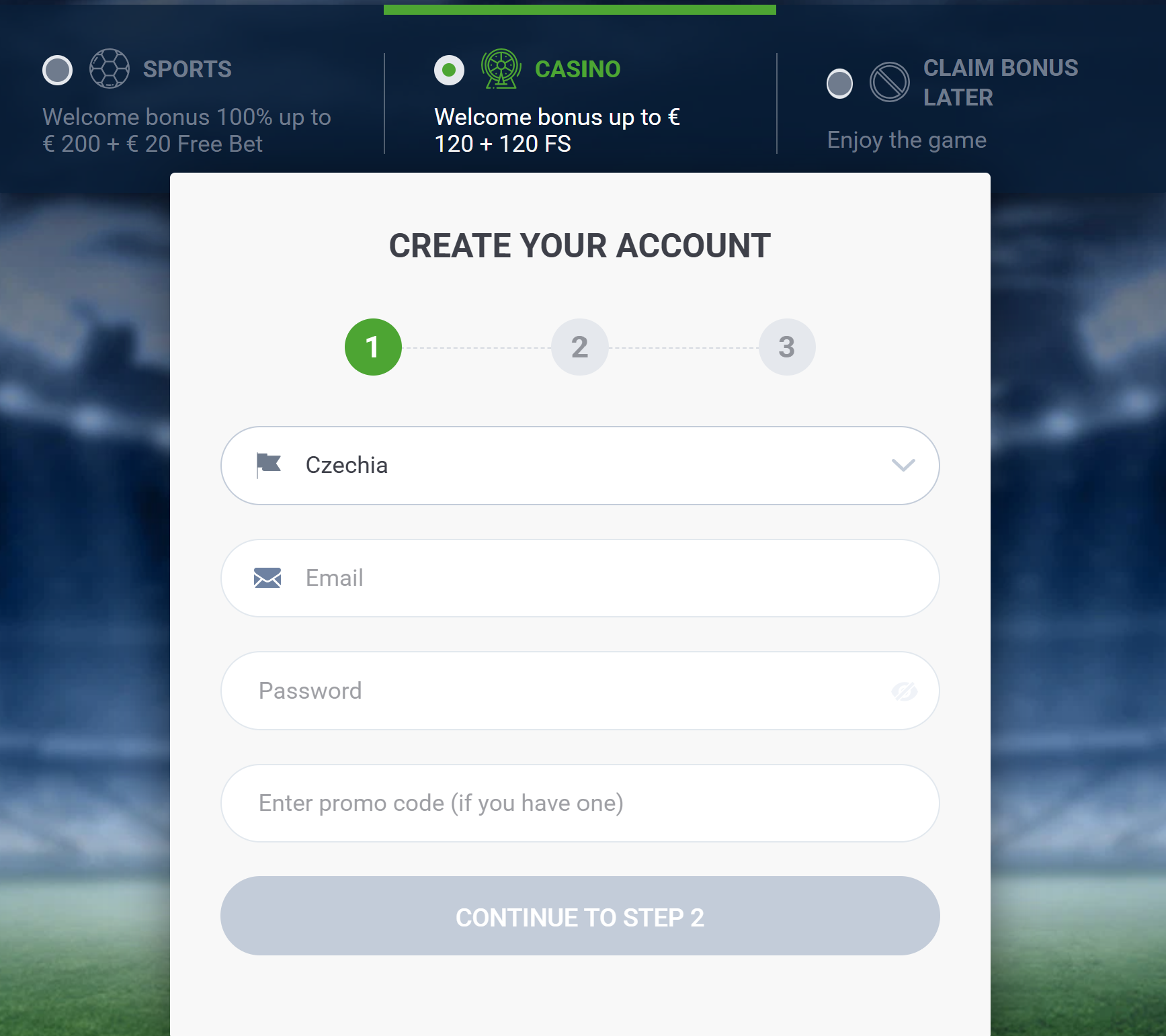 20bet registrace a casino bonus screenshot